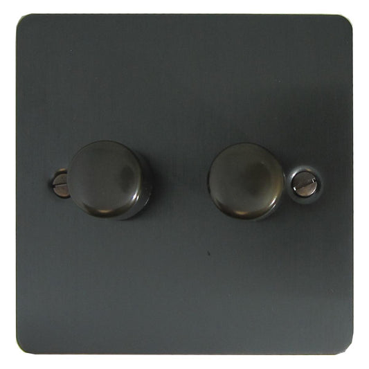 Flat Black Bronze 2 Gang LED Dimmer