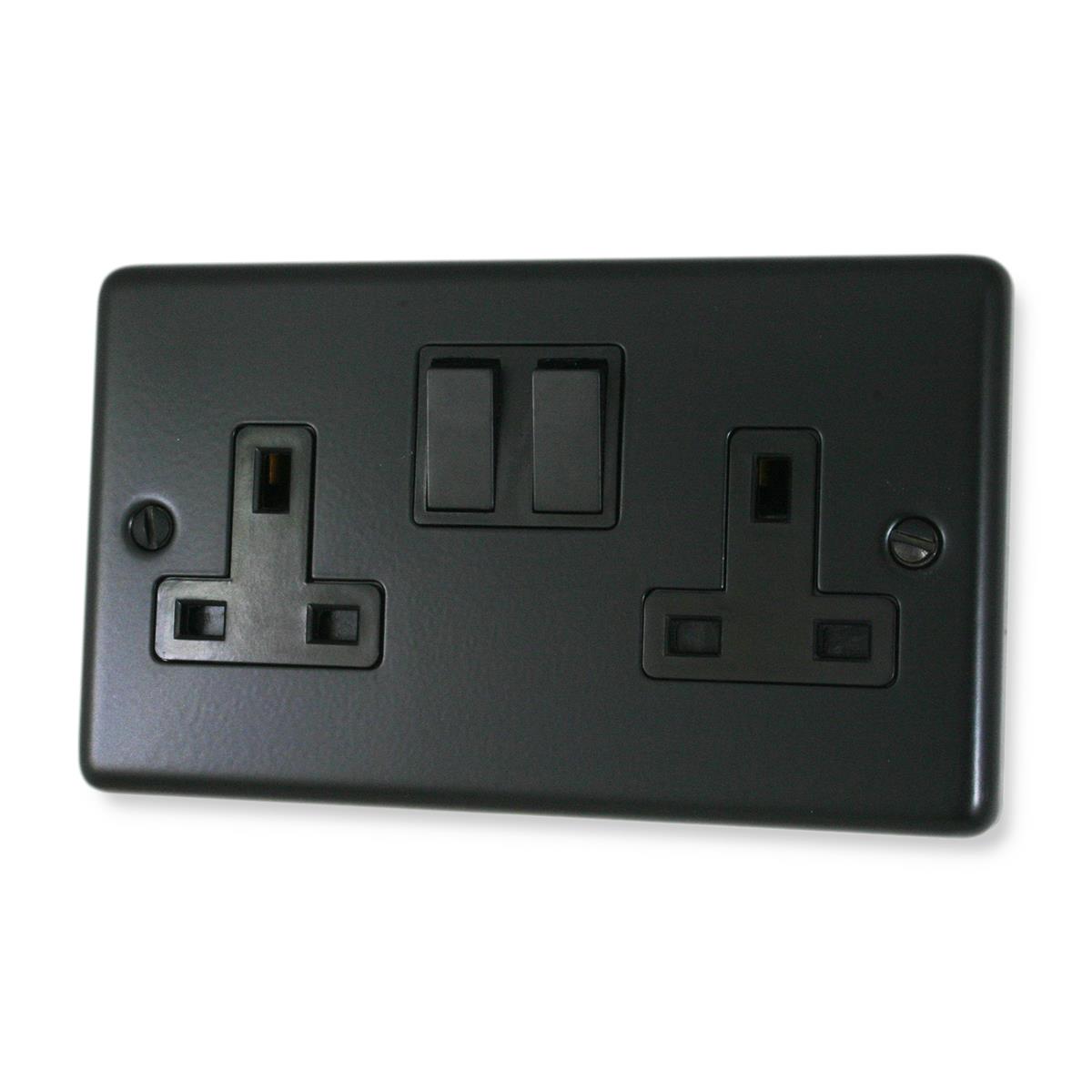 Contour  Flat Black  2 Gang Socket