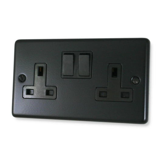 Contour  Flat Black  2 Gang Socket