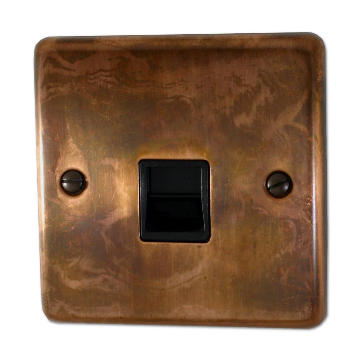 Contour Tarnished Copper Telephone Secondary Socket (Black Insert)