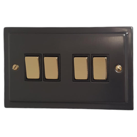 Trimline Black Bronze 4 Gang Switch