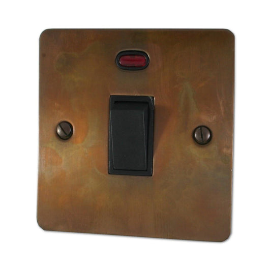 Flat Tarnished Copper 20A Dp Switch + Neon