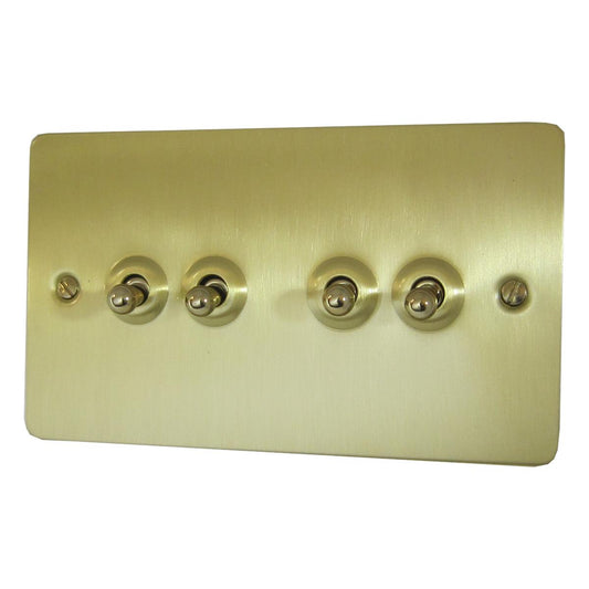 Flat Satin Brass 4 Gang Toggle