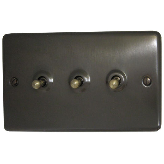 Contour Black Bronze 3 Gang 2 Way Toggle