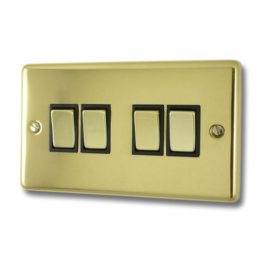 Contour Polished Brass 4 Gang 2 Way Switch