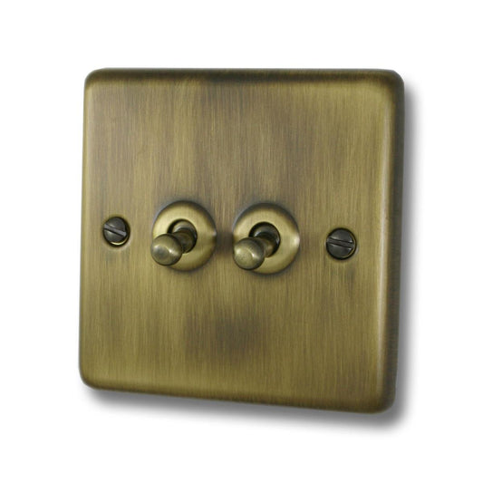 Contour Antique Brass 2 Gang Toggle Switch