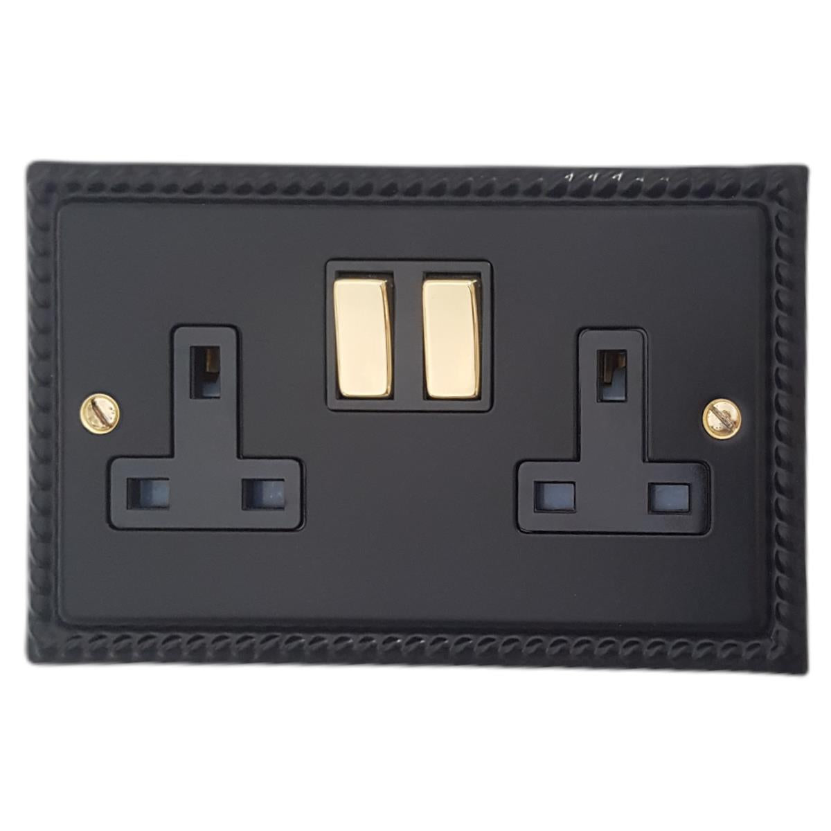 Monarch Flat Black  2 Gang Socket