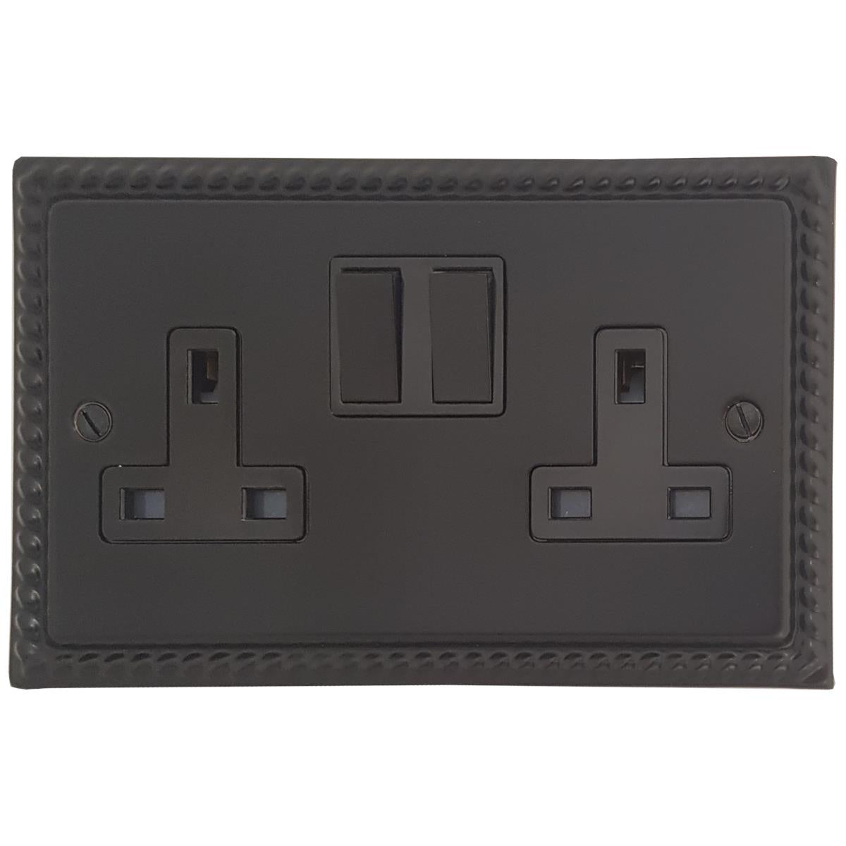 Monarch Flat Black  2 Gang Socket