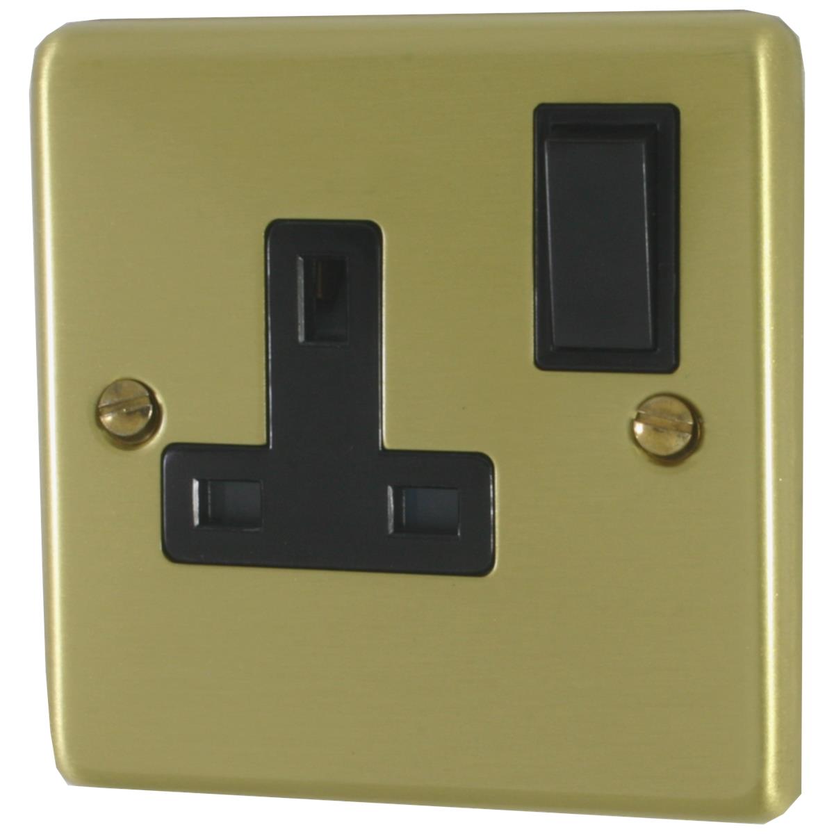 Contour Satin Brass 1 Gang Switched Socket