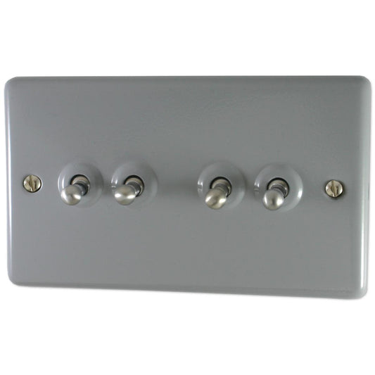 Contour Light Grey 4 Gang 2 Way Toggle