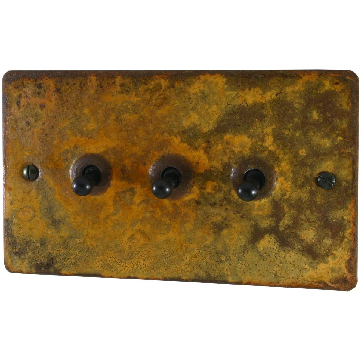 Flat Rust 3 Gang 2 Way Toggle