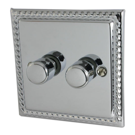 Monarch Polished Chrome 2 Gang 120W LED Dimmer