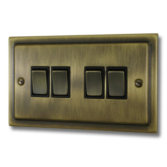 Trimline Antique Brass 4 Gang Switch (Brass Switches)