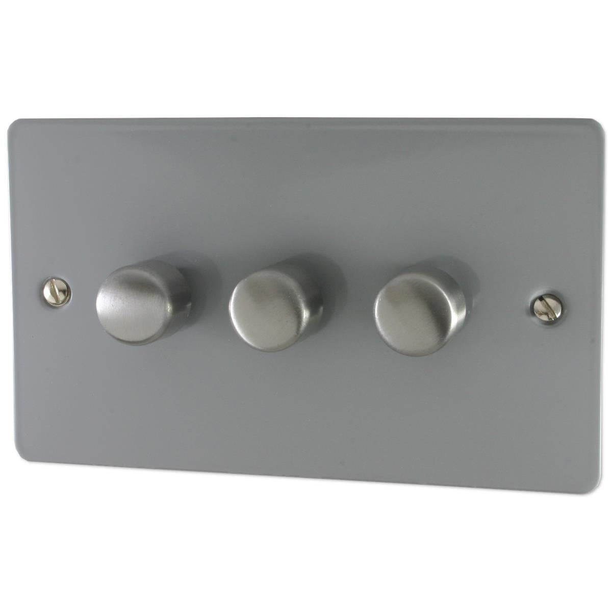 Flat Light Grey 3 Gang LED Dimmer