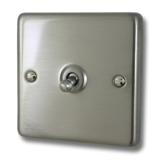 Contour Brushed Steel 1 Gang Toggle Switch