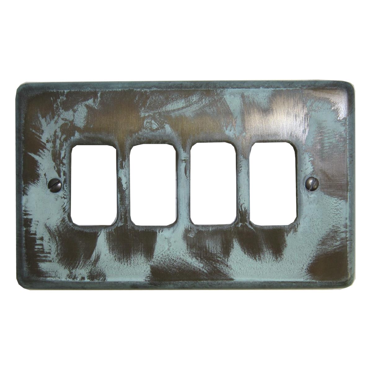 Contour Verdigris 4 Gang Grid Plate