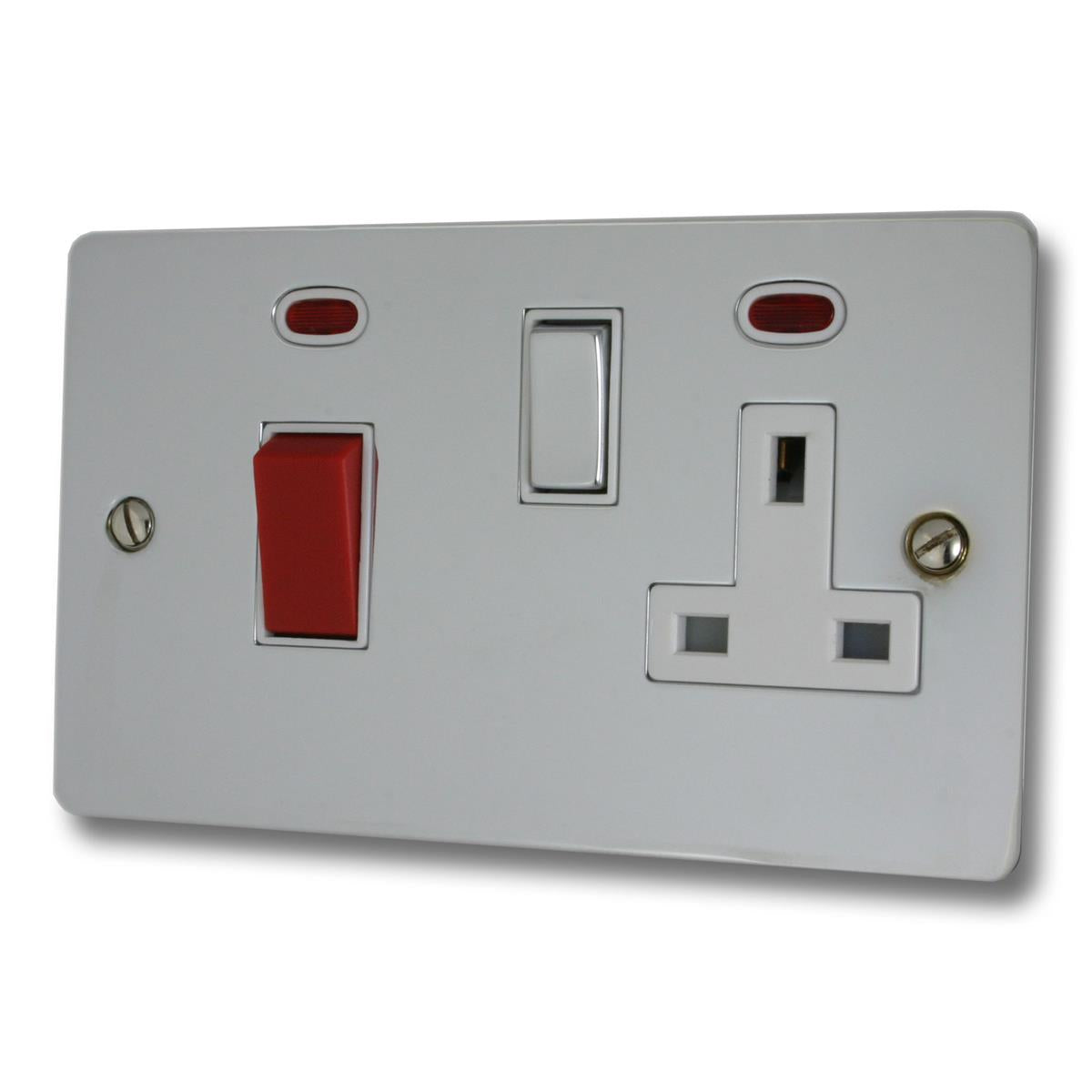 Flat Polished Chrome 45 Amp Switch & 13 A Socket