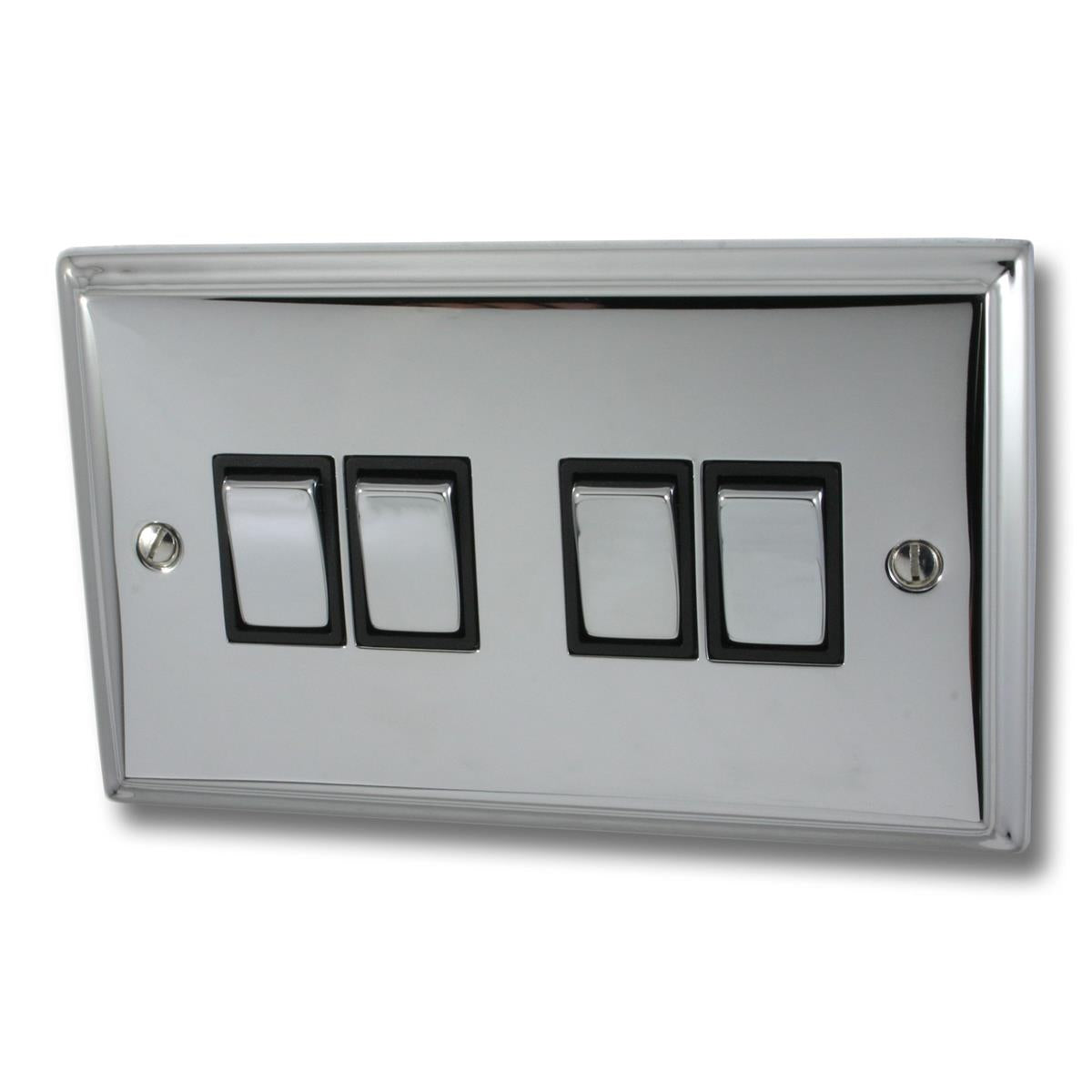 Deco Polished Chrome 4 Gang 2 Way Switch