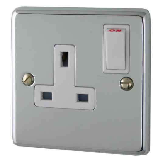 Contour Polished Chrome 1 Gang Switched Socket