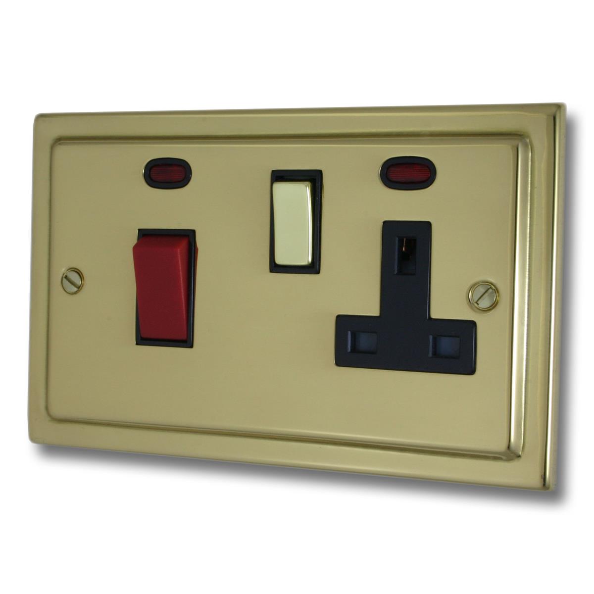 Trimline Polished Brass 45 Amp Switch & 13 A Socket