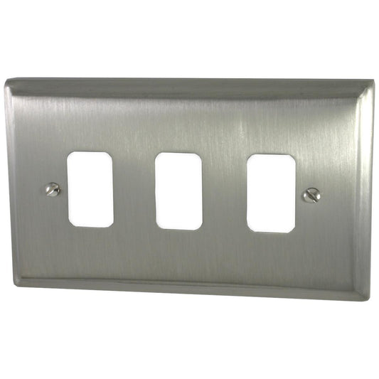 Deco Satin Nickel 3 Gang Grid Plate