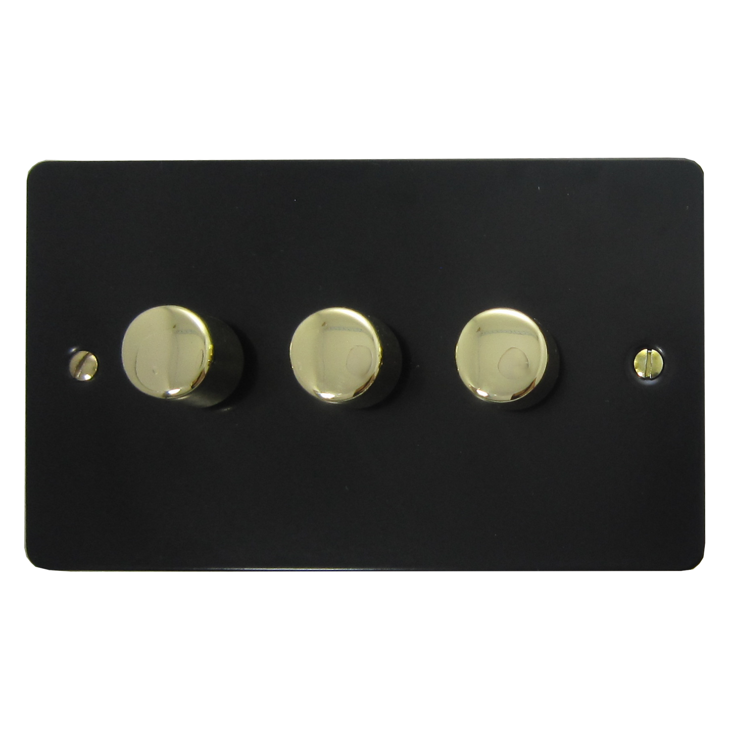 Flat Black 3 Gang LED Dimmer (Brass Caps)