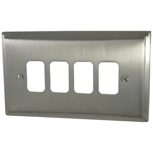 Deco Satin Nickel 4 Gang Grid Plate