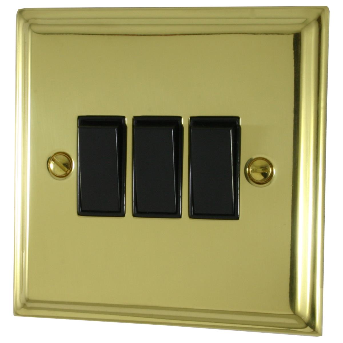 Deco Polished Brass 3 Gang 2 Way Switch