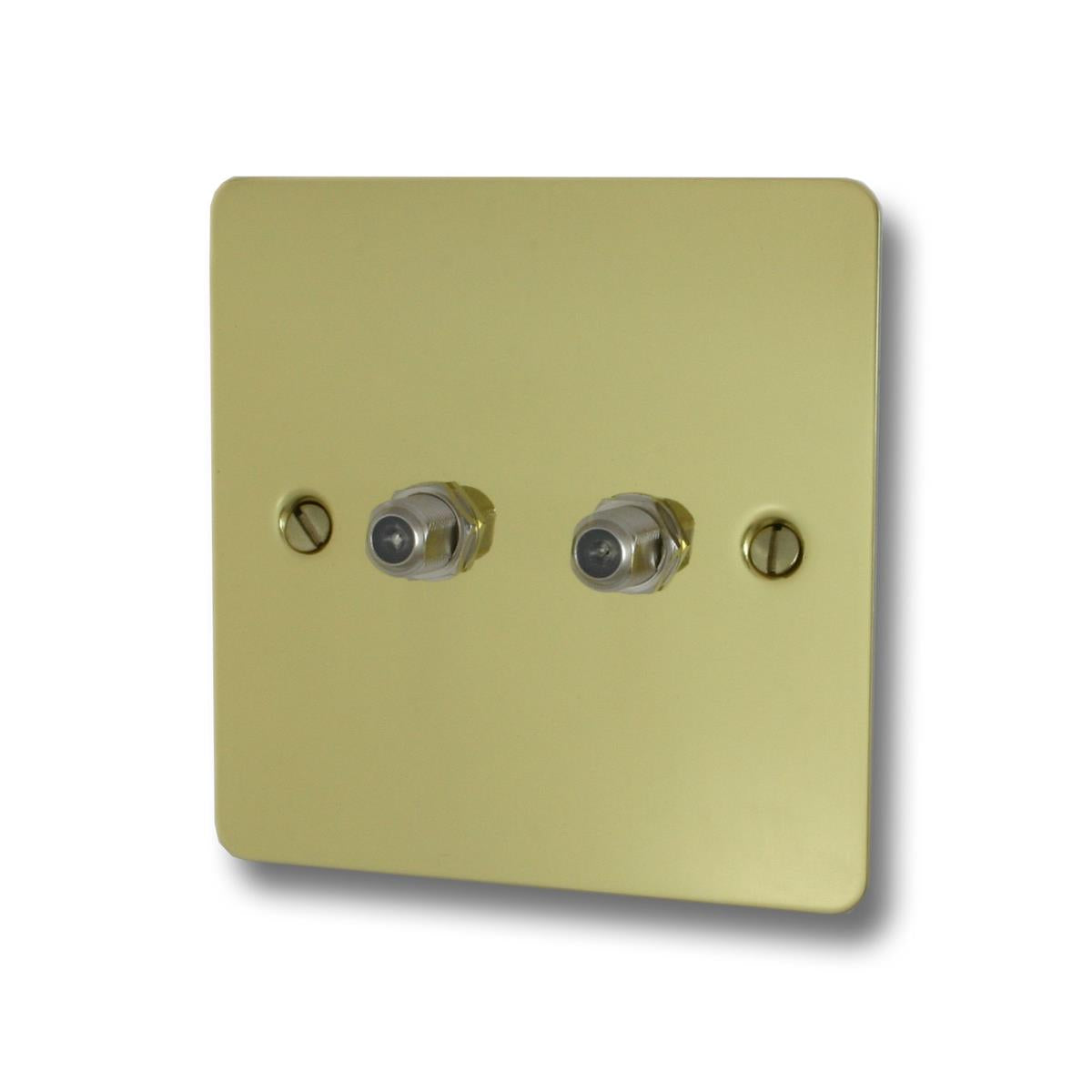 Flat Polished Brass 2 Gang Satellite Point