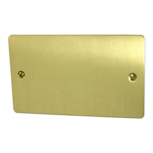 Flat Satin Brass 2 Gang Blank