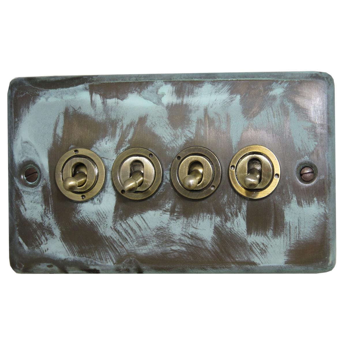 Contour Verdigris 4 Gang Grid Toggle Plate