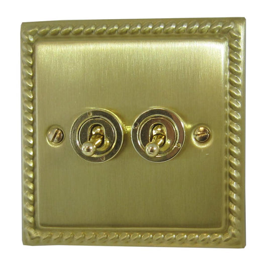 Monarch Satin Brass 2 Gang Grid Toggle Plate