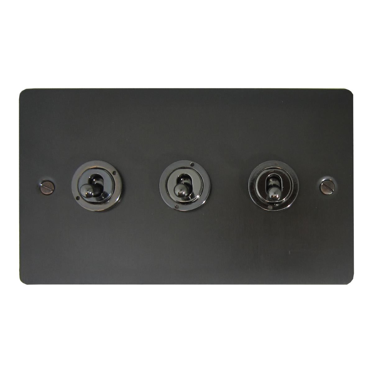 Flat Black Bronze 3 Gang Grid Toggle Plate