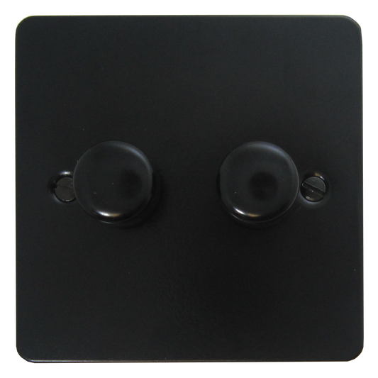 Flat Black 2 Gang LED Dimmer (Black Caps)