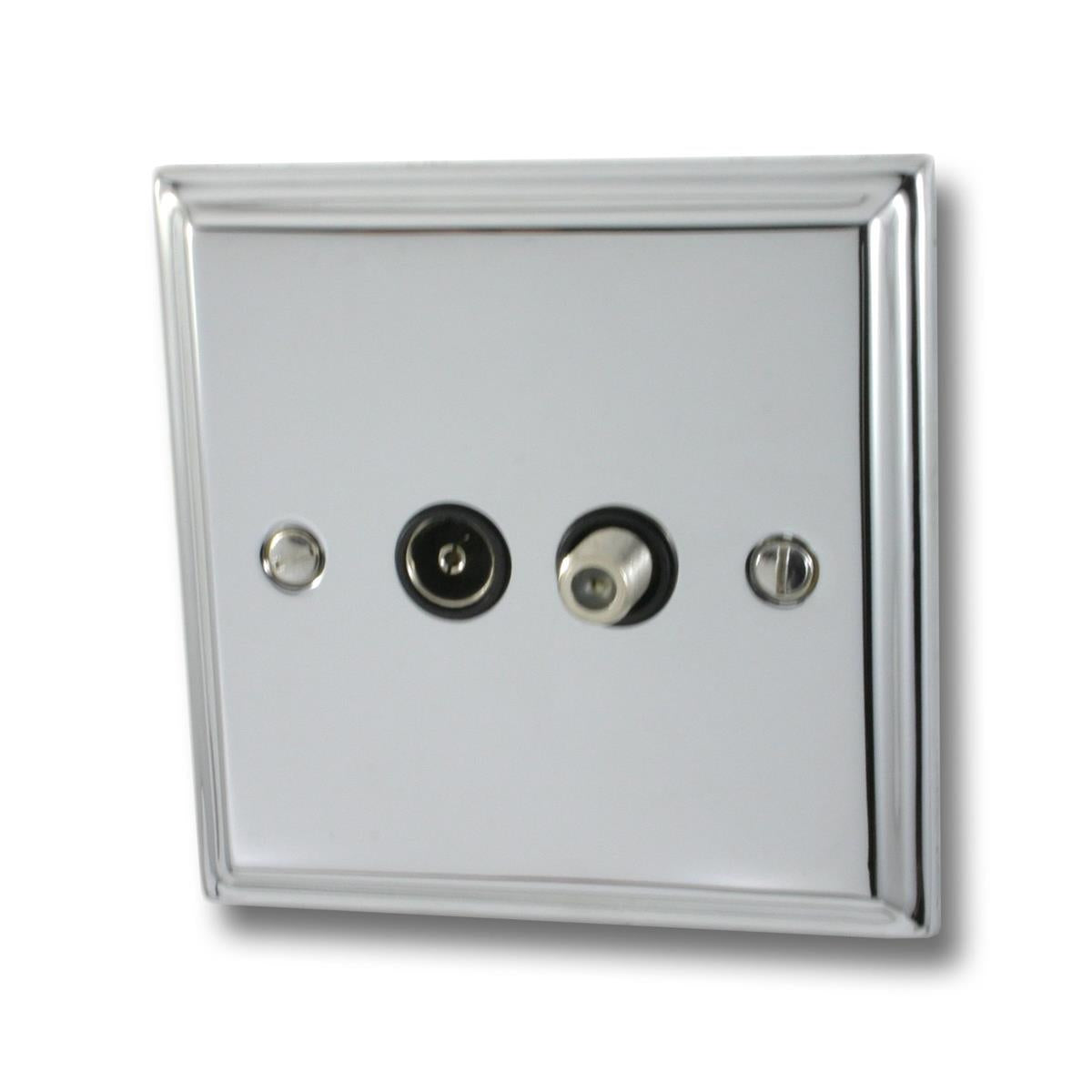 Deco Polished Chrome Coax & Satellite Socket