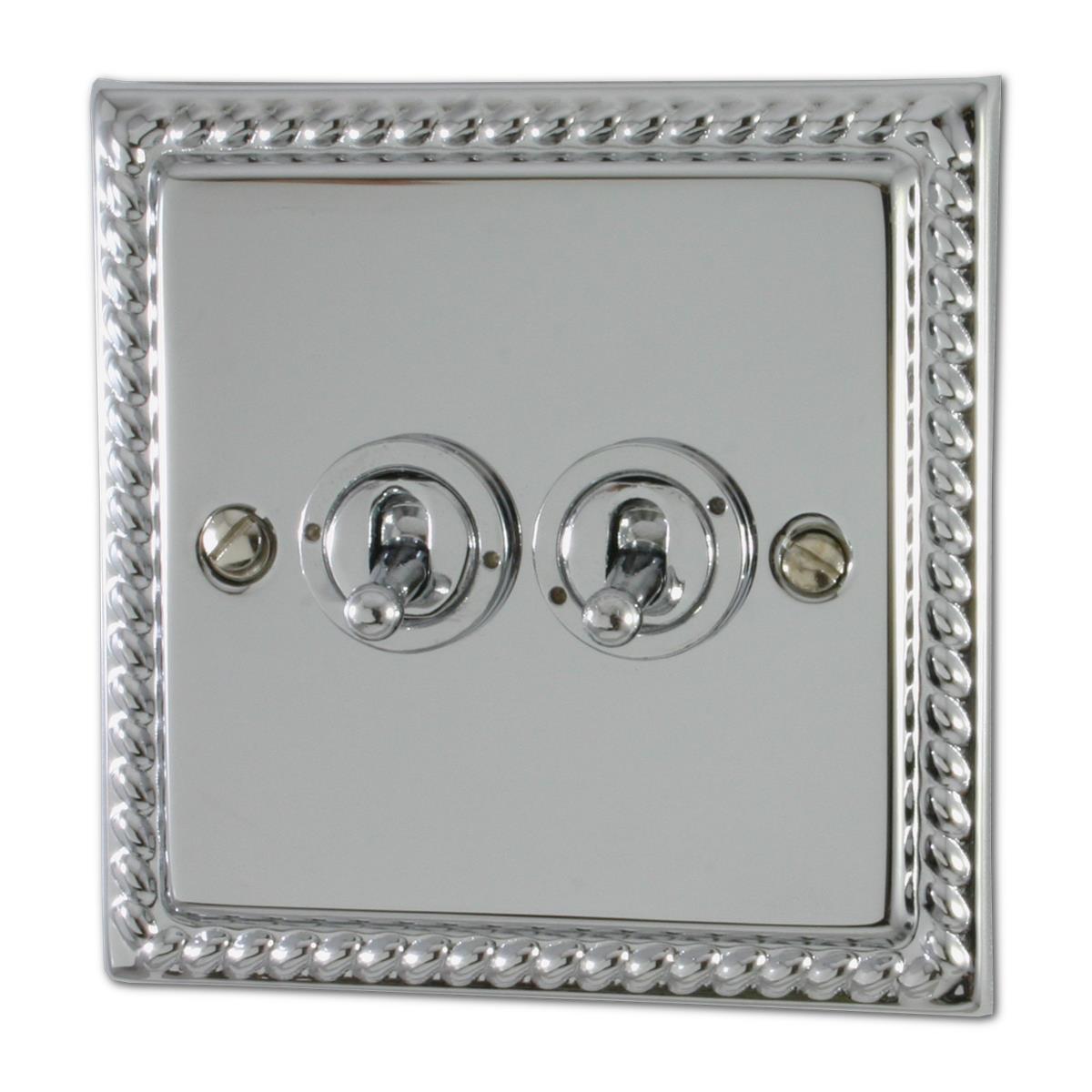 Monarch Polished Chrome 2 Gang Grid Toggle Plate