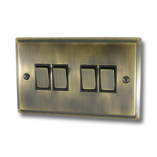 Deco Antique Brass 4 Gang Switch (Brass Switches)