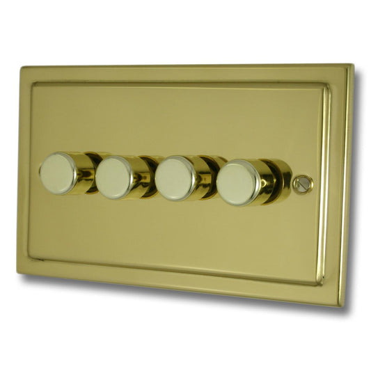 Trimline Polished Brass 4 Gang LED Dimmer