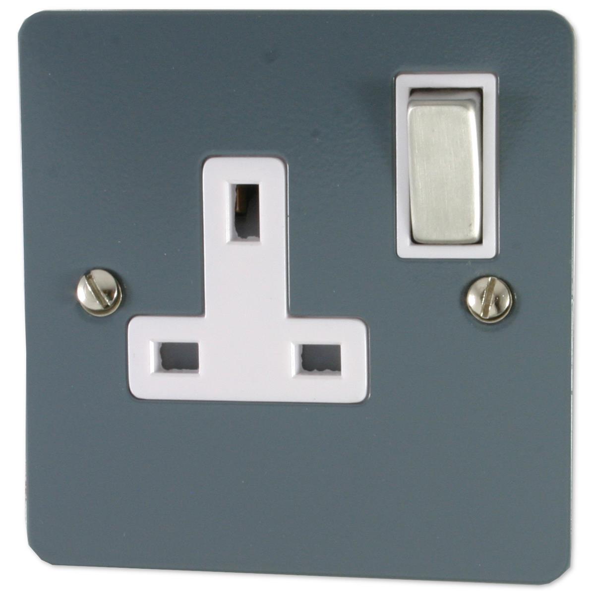 Flat Dark Grey 1 Gang Switched Socket