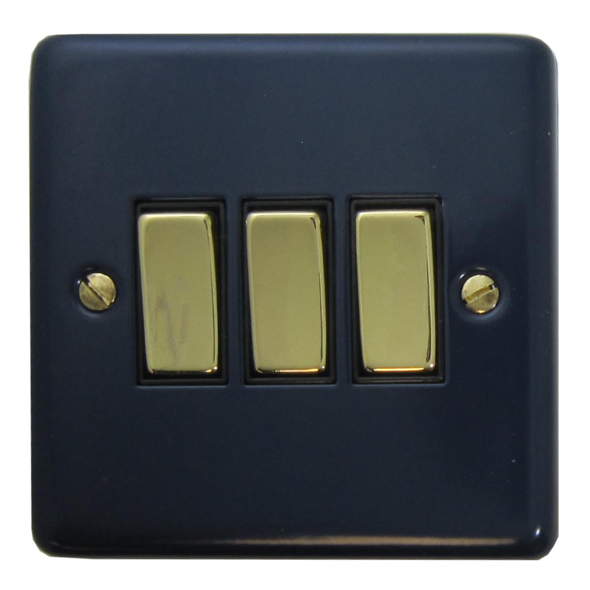 Contour Blue 3 Gang 2 Way Switch