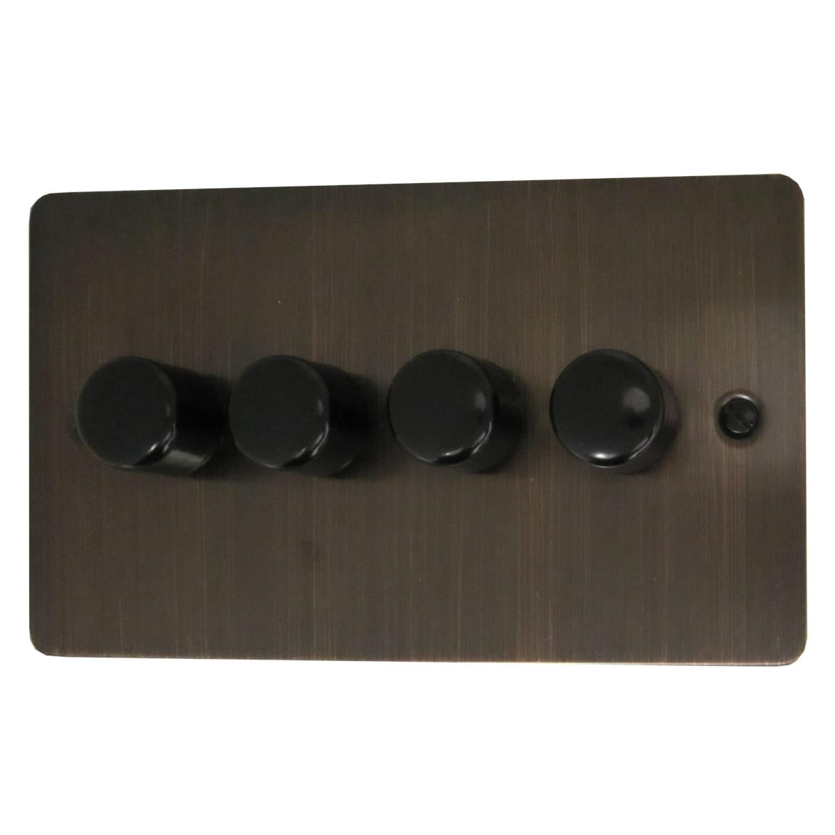 Flat Antique Copper 4 Gang 120W LED Dimmer