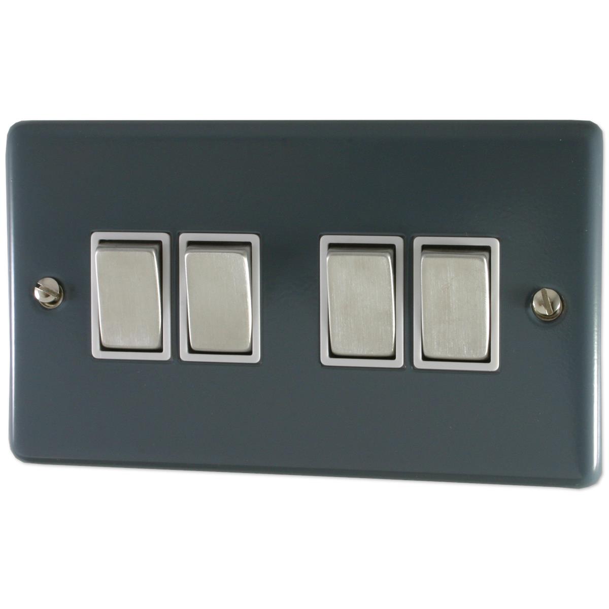 Contour Dark Grey 4 Gang 2 Way Switch