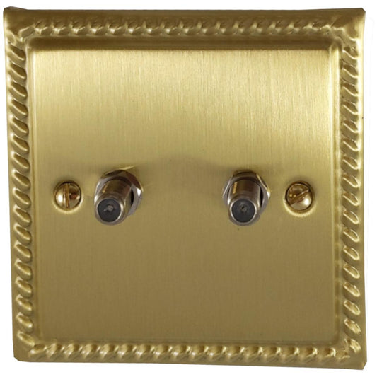 Monarch Satin Brass 2 Gang Satellite Point