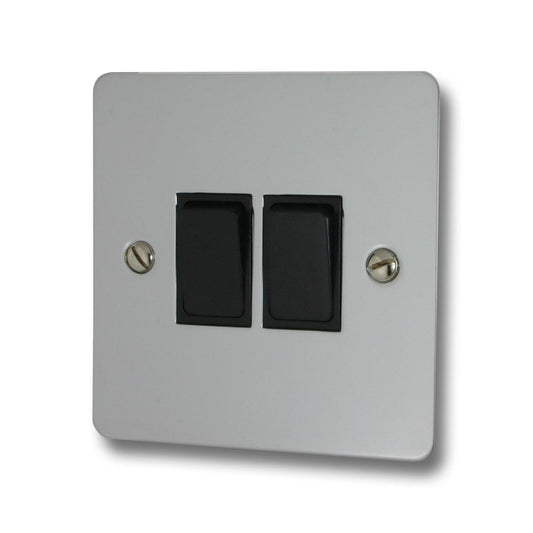 Flat Polished Chrome 2 Gang 2 Way Switch