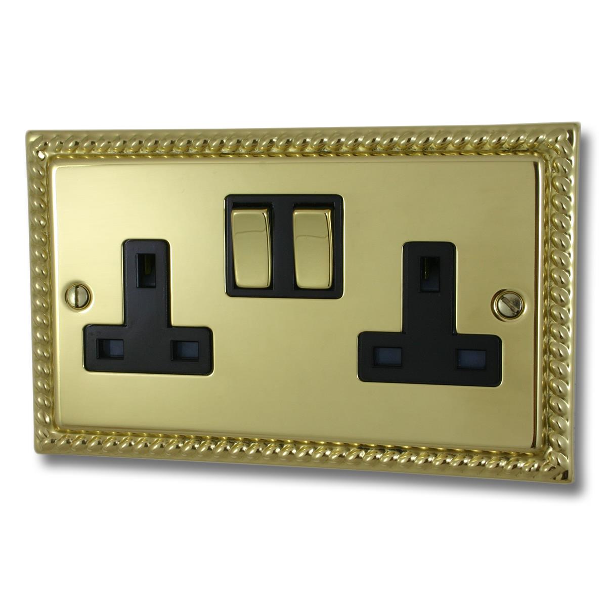 Monarch  Polished Brass  2 Gang Socket