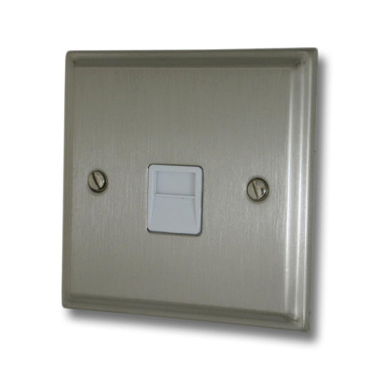 Deco Satin Nickel Telephone Secondary Socket (White Insert)