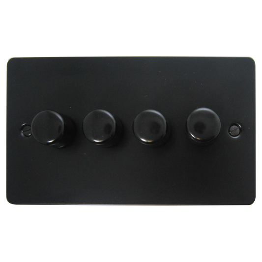 Flat Black 4 Gang LED Dimmer (Black Caps)