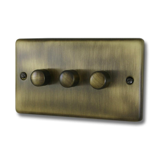 Contour Antique Brass 3 Gang 400W Dimmer