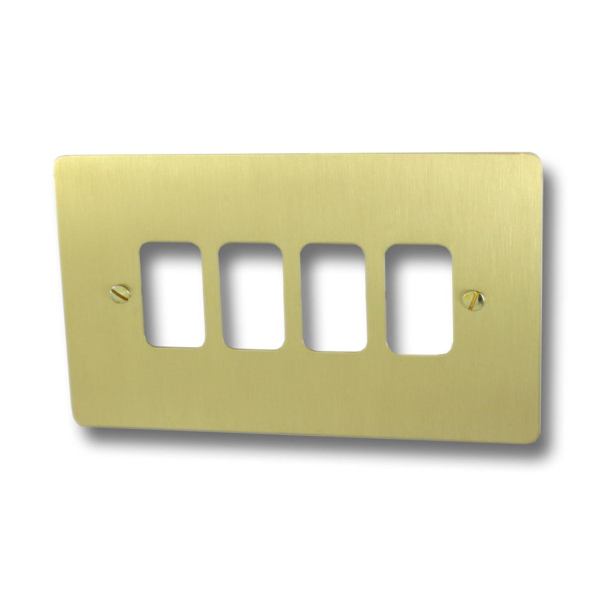 Flat Satin Brass 4 Gang Grid Plate