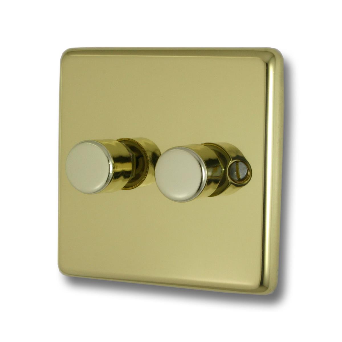 Contour Polished Brass 2 Gang LED Dimmer